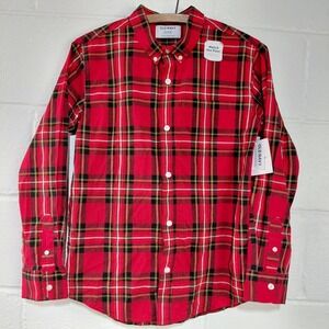 Old Navy Boys XL 14/16 Red Tartan Built-In Flex Flannel Utility Pocket Shirt NEW